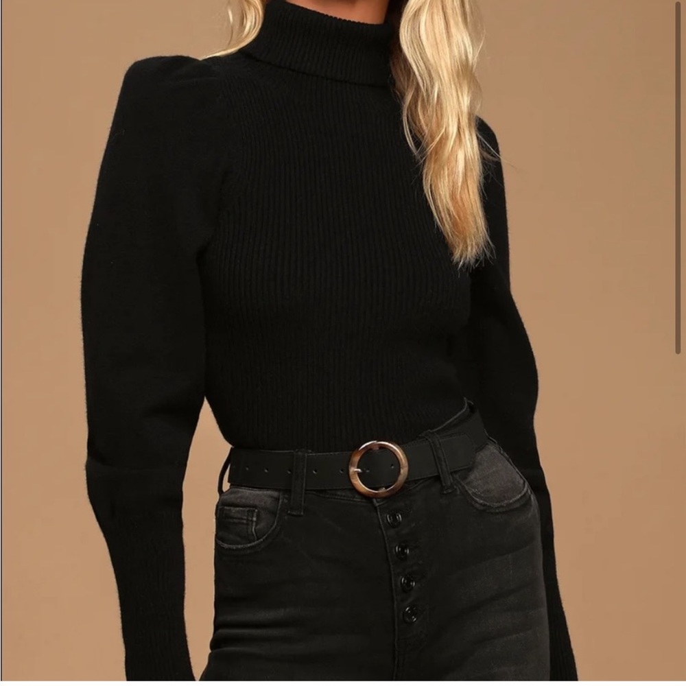 LULUS You Know The Drill Black Turtleneck Sweater S